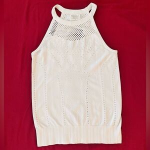Athleta women’s diamond trophy white mesh tank top S